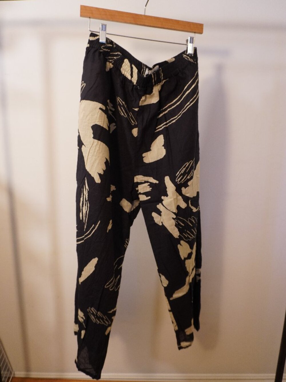 WRAY Black & Cream Abstract Print Pull-On Pants XL